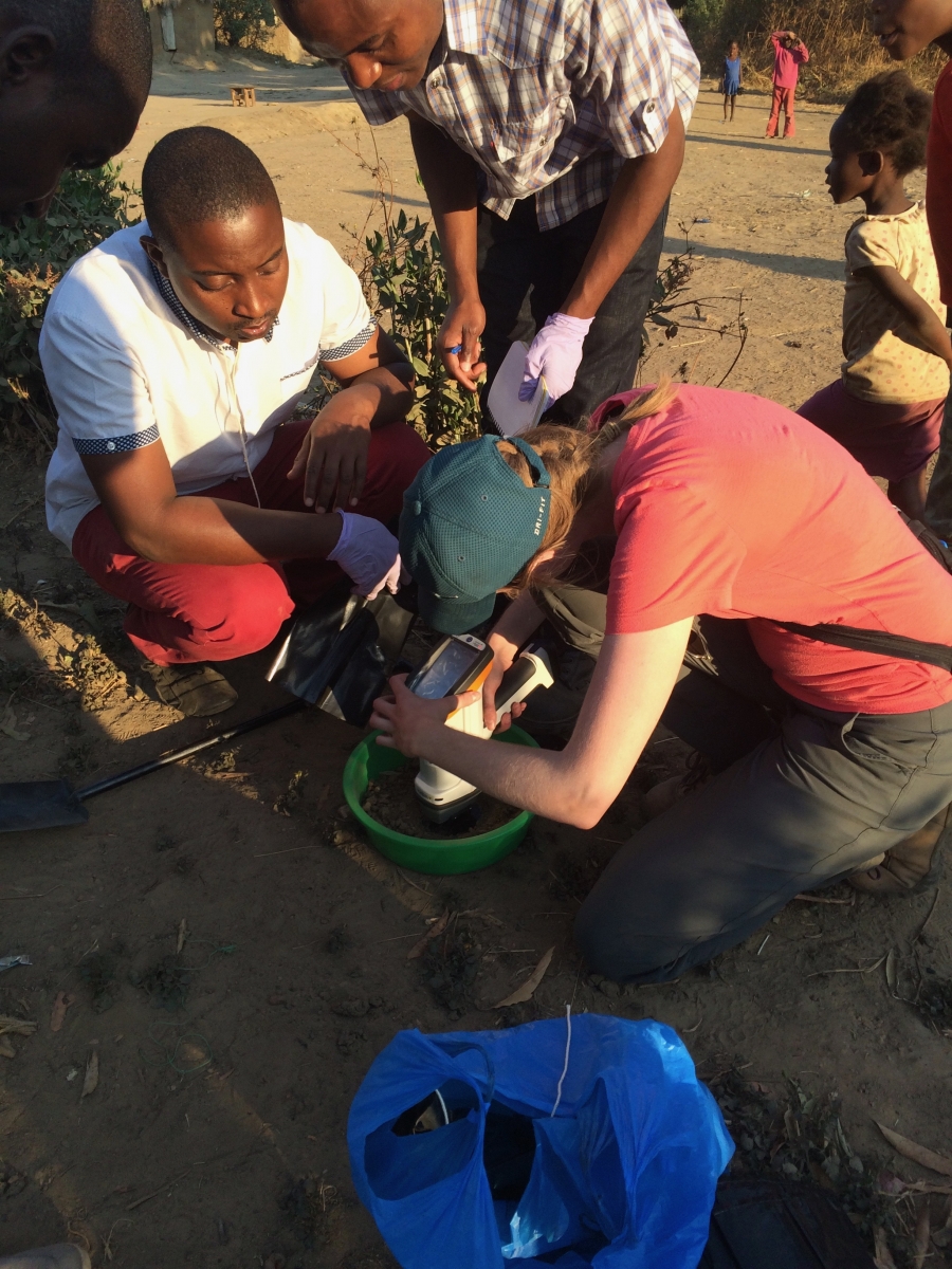 Citizen scientists test concentrations of lead in neighborhoods in Kabwe, Zambia.