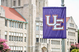 University of Evansville logo on a flag